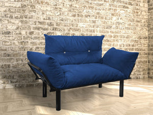 English Elm Ada Compact Upholstered Loveseat with Elevated Legs for Small Living Rooms Blue B02949502