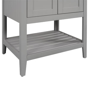 English Elm 24" Modern Sleek Bathroom Vanity with Ceramic Sink, Solid Wood Frame, Waterproof Finish and Open Shelf Storage Grey N725P246473E