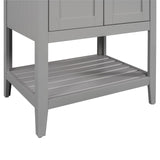 English Elm [Video] 24" Grey Modern Sleek Bathroom Vanity Elegant Ceramic Sink With Solid Wood Frame Open Style Shelf (Old Sku: Jl000004Aae)