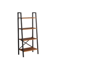 English Elm Leon 5 Tier Modern Ladder Bookshelf — Space-Saving Metal Frame Bookcase with Solid Wood Shelves for Living Room and Office (59" x 16") Walnut B02949535
