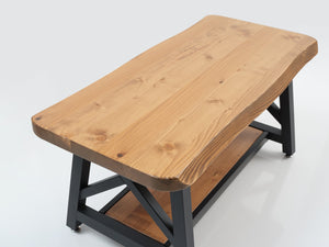 English Elm Furnish Rustic 39'' Solid Wood Coffee Table With Shelf – Charming Walnut Accent For Living Rooms B02949564