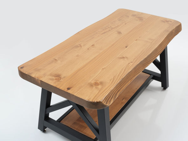 English Elm Furnish Rustic 39'' Solid Wood Coffee Table With Shelf – Charming Walnut Accent For Living Rooms B02949564