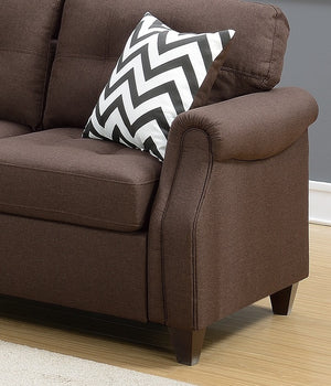 English Elm 2pcs Plush Polyfiber Sofa Set with Loveseat & USB Console, Cupholders, Pattern Pillows, Dark Coffee Finish B011S00114