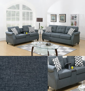 English Elm 2pcs Polyfiber Sofa and Loveseat Set with Console Usb Port Throw Pillows Included B011S00113
