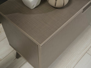 English Elm FurnisHome Denver 66" Mid Century Modern TV Stand – Solid Wood 2-Door Console w/ Glass Shelf, Brown B02949500