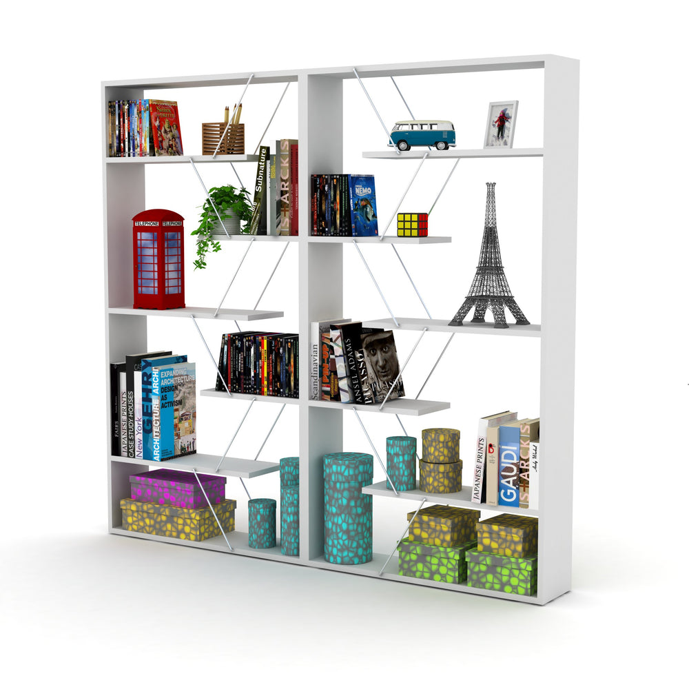 English Elm Furnish Modern Wood Frame Etagere Bookcase With 6 Open Shelves For Stylish Home Or Office Storage B02949515