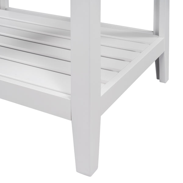 English Elm 24" Modern Sleek Bathroom Vanity with Ceramic Sink, Solid Wood Frame, Waterproof Finish and Open Shelf Storage White N725P246473K
