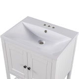 English Elm [Video] 24" White Modern Sleek Bathroom Vanity Elegant Ceramic Sink With Solid Wood Frame Open Style Shelf (Old Sku: Jl000001Aak)