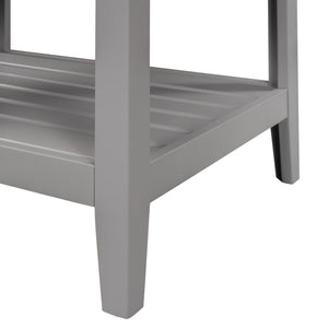 English Elm 24" Modern Sleek Bathroom Vanity with Ceramic Sink, Solid Wood Frame, Waterproof Finish and Open Shelf Storage Grey N725P246473E