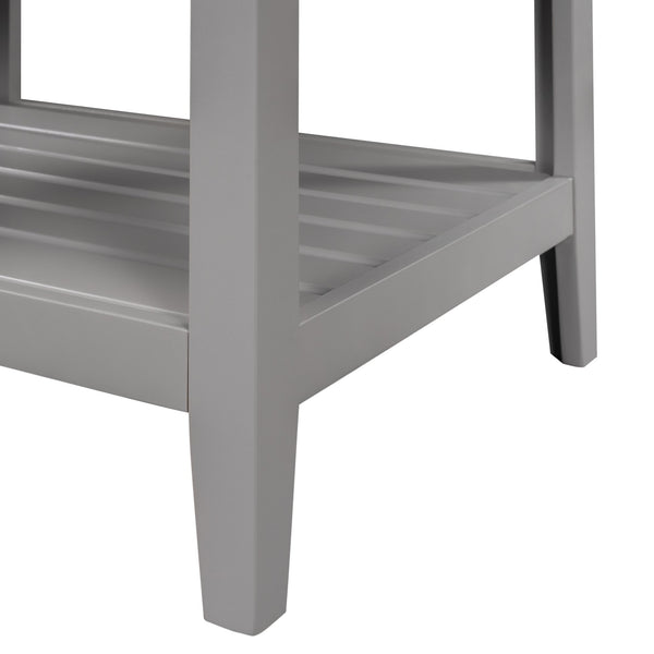 English Elm 24" Modern Sleek Bathroom Vanity with Ceramic Sink, Solid Wood Frame, Waterproof Finish and Open Shelf Storage Grey N725P246473E