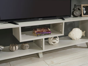 English Elm Furnishome Parma 67-Inch Mid-Century Modern Tv Stand With Open Shelving - Stylish Grey Entertainment Unit B02949486