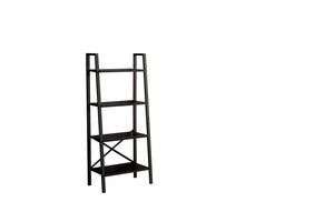 English Elm Leon 5 Tier Modern Ladder Bookshelf — Space-Saving Metal Frame Bookcase with Solid Wood Shelves for Living Room and Office (59" x 16") Black B02949533