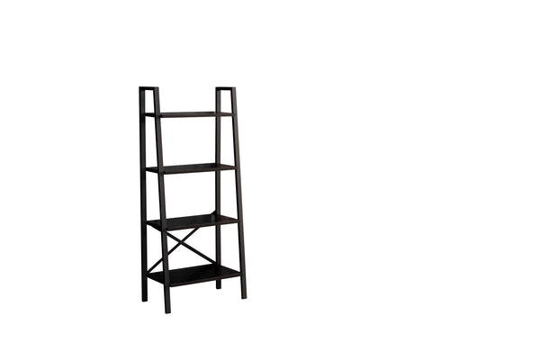 English Elm Leon 5 Tier Modern Ladder Bookshelf — Space-Saving Metal Frame Bookcase with Solid Wood Shelves for Living Room and Office (59" x 16") Black B02949533