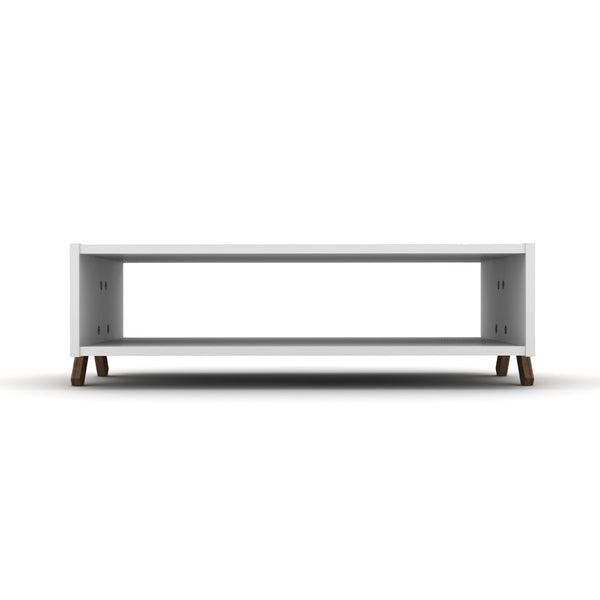 English Elm Ht Design Modern Walnut/White Cross Legs Rectangular Coffee Table With Interior Shelving & Style B02949563