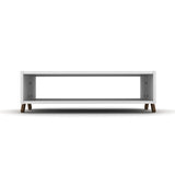 Kipp Cross Legs Coffee Table, Wooden Frame, Interior Shelving, Walnut/White