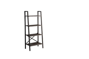 English Elm Leon 5 Tier Modern Ladder Bookshelf — Space-Saving Metal Frame Bookcase with Solid Wood Shelves for Living Room and Office (59" x 16") Grey B02949534