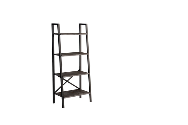 English Elm Leon 5 Tier Modern Ladder Bookshelf — Space-Saving Metal Frame Bookcase with Solid Wood Shelves for Living Room and Office (59" x 16") Grey B02949534