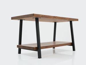 English Elm Furnish Rustic Solid Wood Coffee Table 39'' With Open Shelf - Ideal For Living Rooms & Versatile Use B02949565