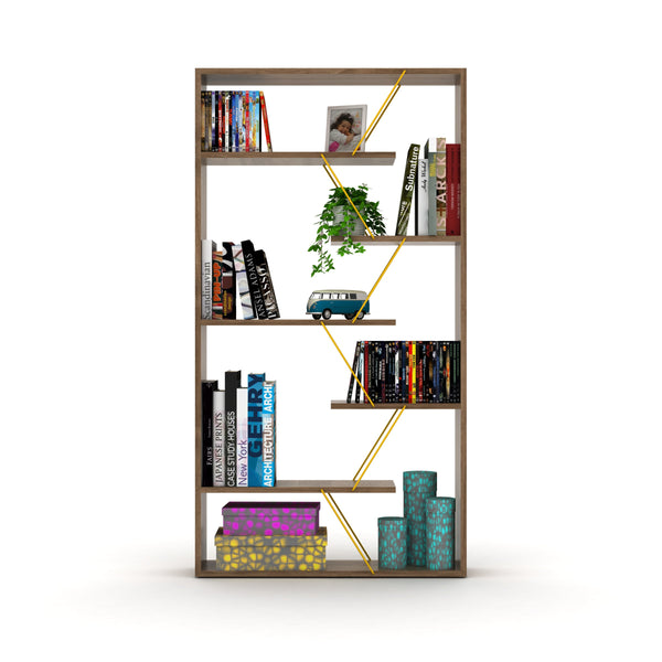 English Elm Furnish Modern Industrial Wood Frame Etagere 6-Shelf Bookcase With Open Back For Stylish Storage B02949511