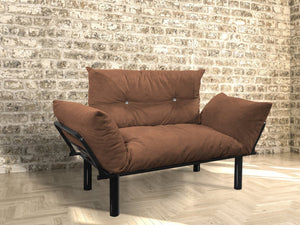English Elm Ada Compact Upholstered Loveseat with Elevated Legs for Small Living Rooms Brown B02949503