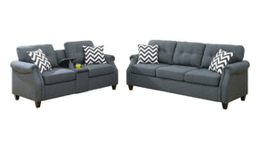English Elm 2pcs Polyfiber Sofa and Loveseat Set with Console Usb Port Throw Pillows Included B011S00113