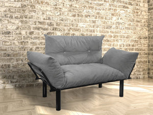 English Elm Ada Compact Upholstered Loveseat with Elevated Legs for Small Living Rooms Grey B02949504