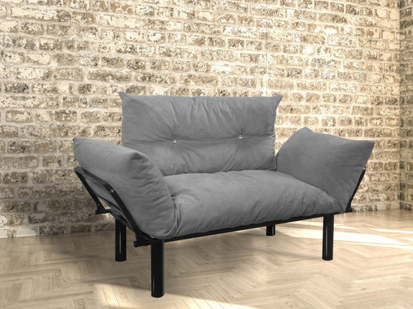 English Elm Ada Compact Upholstered Loveseat with Elevated Legs for Small Living Rooms Grey B02949504