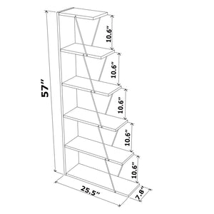 English Elm Furnish Modern 5-Tier Ladder Bookshelf For Small Spaces – Elegant White & Pink Storage Organizer, Stylish Design B02949518