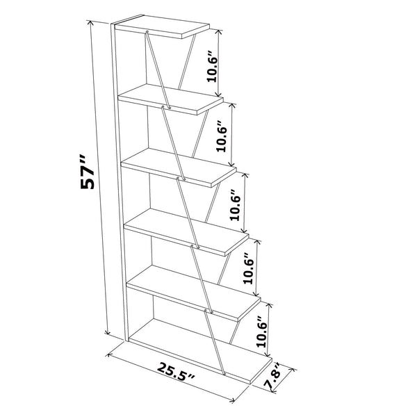 English Elm Furnish Modern 5-Tier Ladder Bookshelf For Small Spaces – Elegant White & Pink Storage Organizer, Stylish Design B02949518
