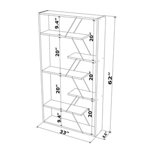 English Elm Furnish Modern 5-Tier Wood Frame Etagere with Blue Metal Open Shelves — Sturdy Industrial Bookcase Organizer B029P328570