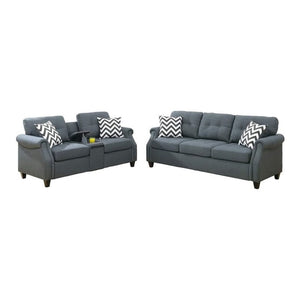 English Elm 2pcs Polyfiber Sofa and Loveseat Set with Console Usb Port Throw Pillows Included B011S00113