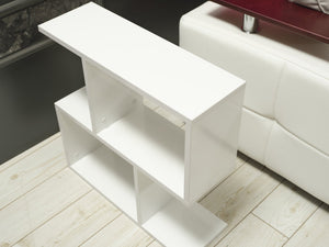 English Elm Furnishome Alfa Slim Four Shelf Chairside Table Narrow Mdf Unit for Living Room White B02949532