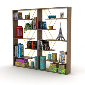 English Elm Furnish Modern Industrial Wood Frame Etagere 6-Shelf Bookcase With Open Back For Stylish Storage B02949511