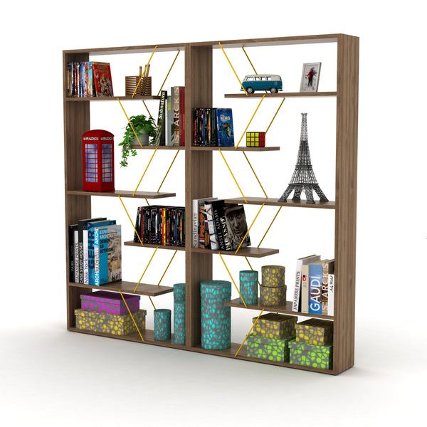 English Elm Furnish Modern Industrial Wood Frame Etagere 6-Shelf Bookcase With Open Back For Stylish Storage B02949511