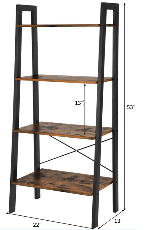 English Elm Leon 5 Tier Modern Ladder Bookshelf — Space-Saving Metal Frame Bookcase with Solid Wood Shelves for Living Room and Office (59" x 16") Black B02949533