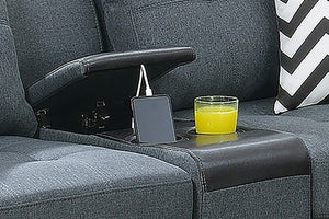 English Elm 2pcs Polyfiber Sofa and Loveseat Set with Console Usb Port Throw Pillows Included B011S00113