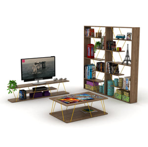English Elm Furnish Modern Industrial Wood Frame Etagere 6-Shelf Bookcase With Open Back For Stylish Storage B02949511