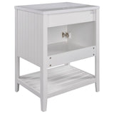 English Elm [Video] 24" White Modern Sleek Bathroom Vanity Elegant Ceramic Sink With Solid Wood Frame Open Style Shelf (Old Sku: Jl000001Aak)