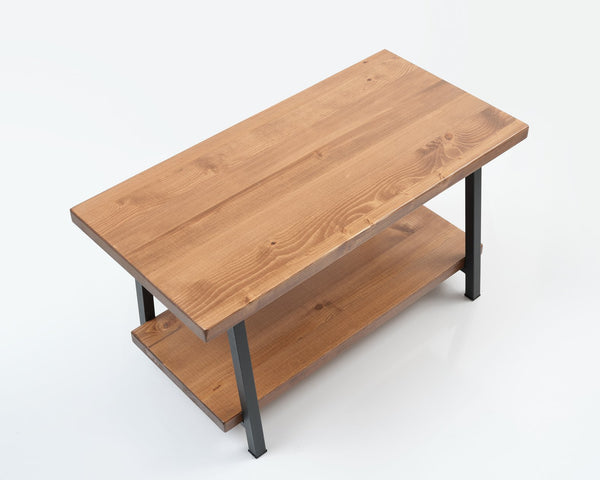 English Elm Furnish Rustic Solid Wood Coffee Table 39'' With Open Shelf - Ideal For Living Rooms & Versatile Use B02949565