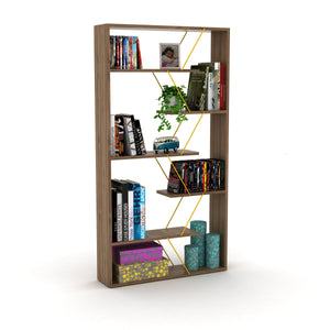 English Elm Furnish Modern Industrial Wood Frame Etagere 6-Shelf Bookcase With Open Back For Stylish Storage B02949511