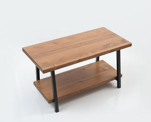 English Elm Furnish Rustic Solid Wood Coffee Table 39'' With Open Shelf - Ideal For Living Rooms & Versatile Use B02949565
