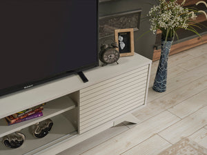 English Elm Furnishome Luxia Mid Century Modern Tv Stand - Stylish 67" Unit With Sliding Doors & Shelves In Grey B02949494