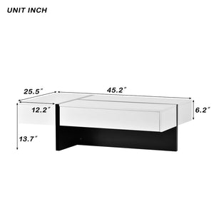 English Elm On-trend Gloss Rectangular Coffee Table with Drawer Black White Living Room WF292142AAK