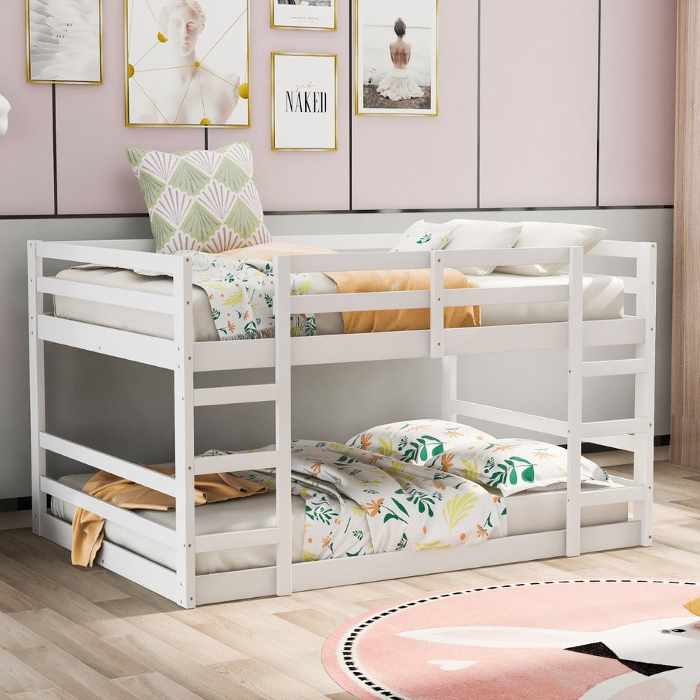English Elm Twin Over Bunk Bed Solid Pine Frame White Finish Kids Room Space Saver N708P251024K