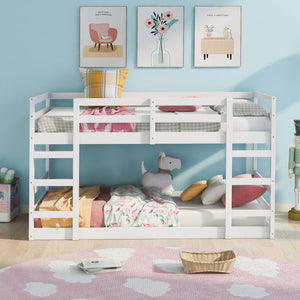 English Elm Twin Over Bunk Bed Solid Pine Frame White Finish Kids Room Space Saver N708P251018K
