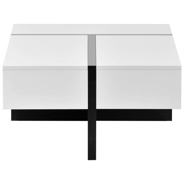 English Elm On-trend Gloss Rectangular Coffee Table with Drawer Black White Living Room WF292142AAK