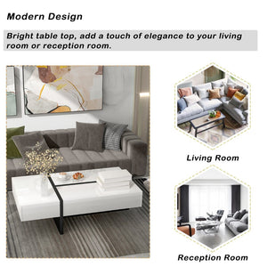 English Elm On-trend Gloss Rectangular Coffee Table with Drawer Black White Living Room WF292142AAK