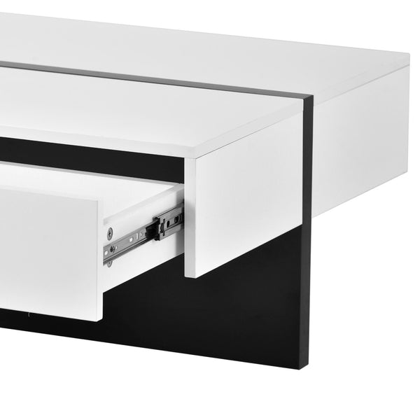 English Elm On-trend Gloss Rectangular Coffee Table with Drawer Black White Living Room WF292142AAK