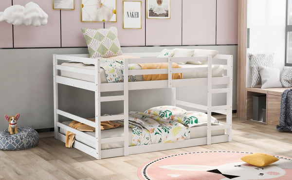 English Elm Twin Over Bunk Bed Solid Pine Frame White Finish Kids Room Space Saver N708P251024K