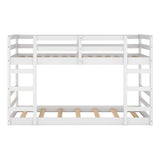 Hearth and Haven Darcette Twin over Twin Bunk Bed with Double Ladder, White WF286326AAK